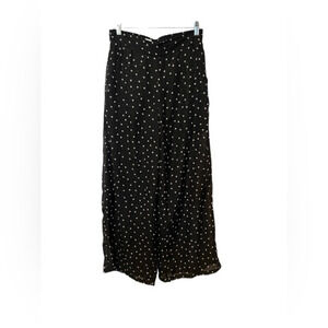 Black and white polka dot shear wide leg pants